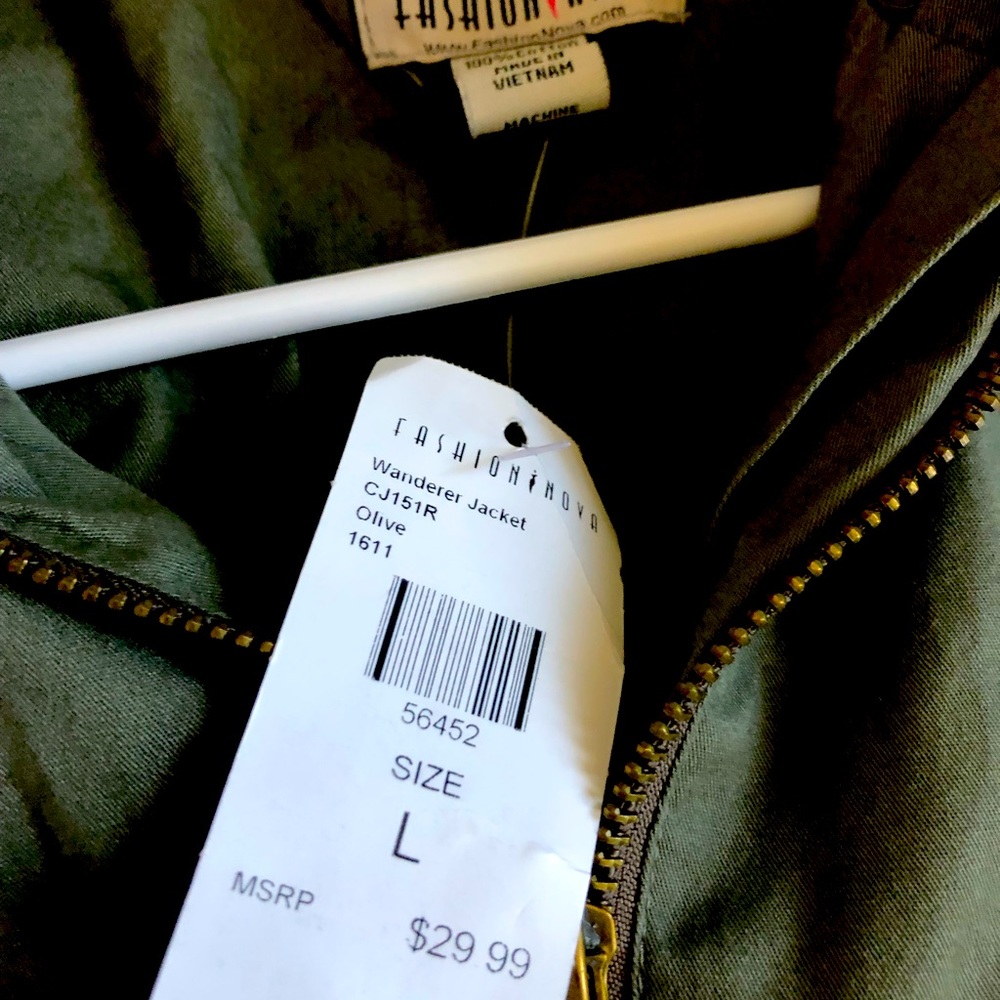 New Fashion Nova Olive Green Hooded Jacket